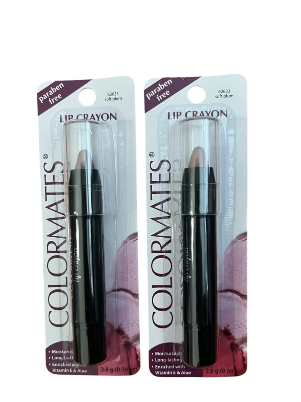 Colormates Lip Crayon Lot of 2 Soft Plum Moisturizing Vitamin E 62633 NIP